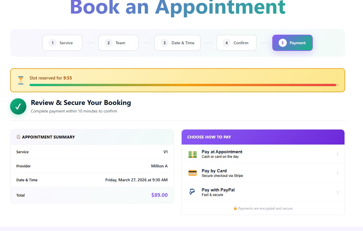 Payment with slot timer